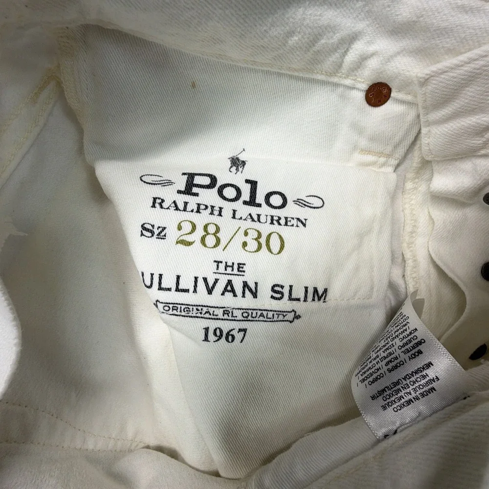 Polo Ralph Lauren The Sullivan Slim Jeans 28x30 (Fits 30x30) White Distressed
